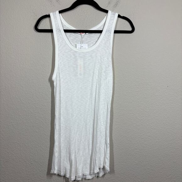 Sundry Womens 3/Large Scoop Neck Rib Knit Tank White Cotton Modal Sleeveless - Picture 1 of 7